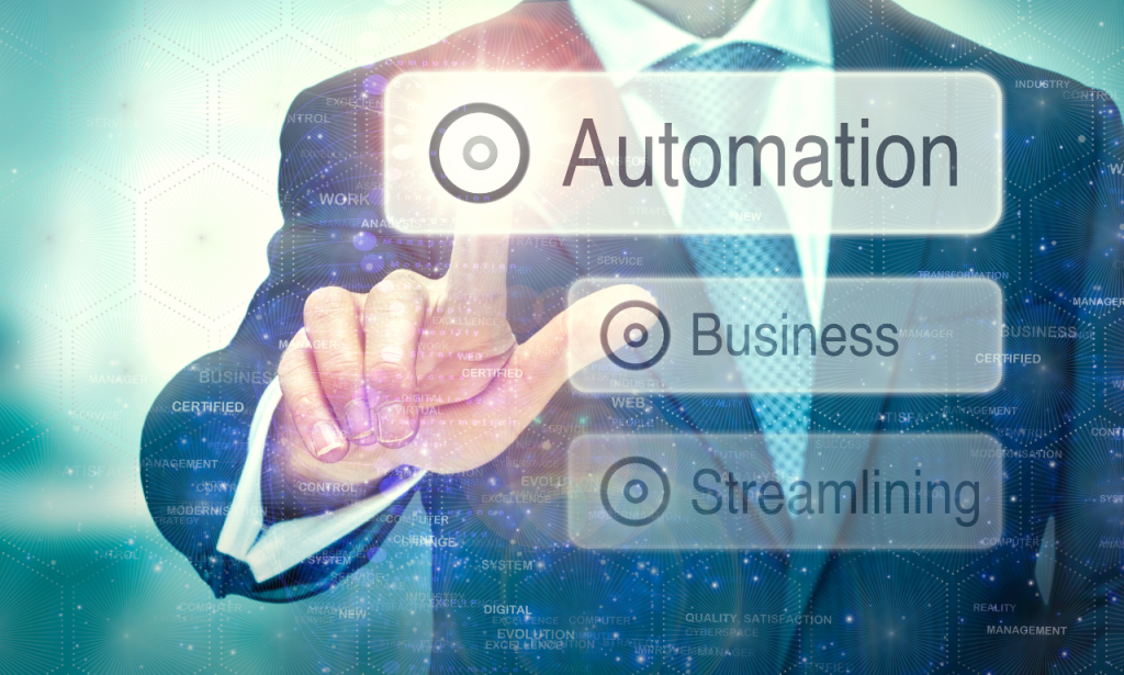A person is touching the automatic button to urge others Automate Your Business